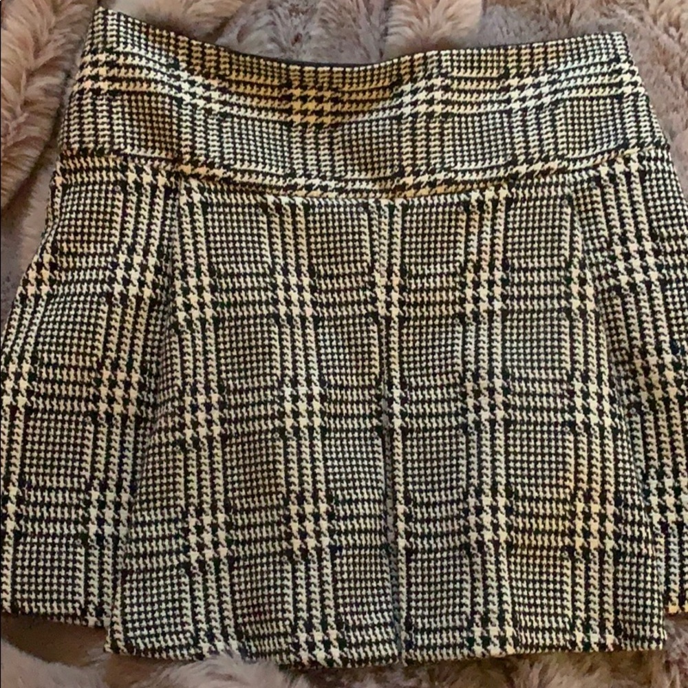 black and white checked skirt